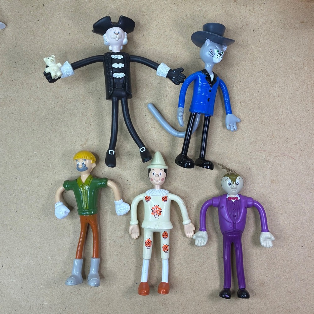 2002 Miramax Bendable Pinocchio Figure Lot Geppetto Honest John Jiminy Cricket